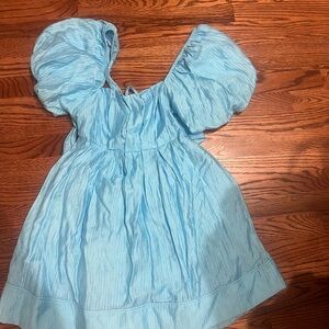 Forever 21 Blue Ruffled Puff Sleeve Mini Dress